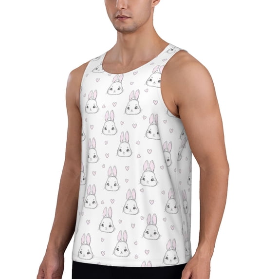 Sigee Heart Rabbit for Men's Workout Tank Top, Athletic Gym Sleeveless Shirt - Quick Dry, Lightweight, Breathable Small
