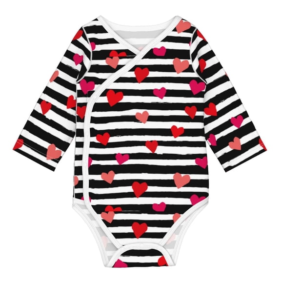 Sigee Hearts And Lines1 for Baby Unisex Baby Cotton Long-Sleeve Bodysuits Soft Cotton, Breathable-18 Months