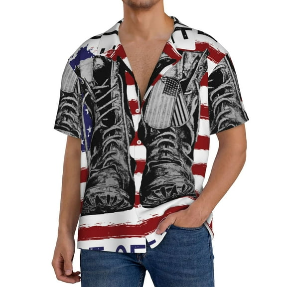 Sigee Home Of The Free Because Of The Brave for Men's Casual Short Sleeve Button Down Shirts Men's Shirts Summer-Small