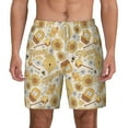 thumbnail image 1 of Sigee Honey Honeycomb Print Mens Swim Trunks with Compression Liner Quick Dry Swim Stretch Beach Shorts with Pockets,S-3XL, 1 of 7