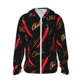 thumbnail image 1 of Sigee Hot Chili Print UPF50+ Men's Sun Protection Hoodie Shirt SPF UV Shirt Long Sleeve Fishing Outdoor Lightweight, S-3XL, 1 of 9