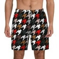 thumbnail image 1 of Sigee Houndstooth Green Red Print Mens Swim Trunks with Compression Liner Quick Dry Swim Stretch Beach Shorts with Pockets,S-3XL, 1 of 7