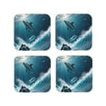 thumbnail image 1 of Sigee Ice Blue Ocean Cute Dolphin A for Water-Resistant, Heat-Resistant, Non-Slip Leather Coasters Set, Ideal for Coffee Table, Office, Bar, Home Decor-Square, 1 of 6