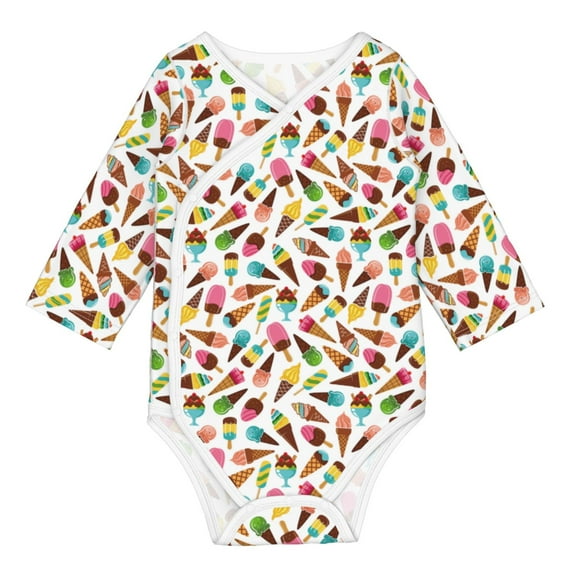 Sigee Ice Cream Popsicles for Baby Unisex Baby Cotton Long-Sleeve Bodysuits Soft Cotton, Breathable-2 Years