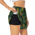 thumbnail image 1 of Sigee Jungle Leopard Yellow for Women's Athletic Shorts High Waisted Running Shorts Pocket Sporty Short Gym Elastic Workout Shorts, 1 of 9