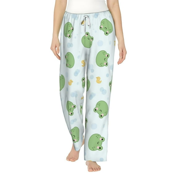 Sigee Kawaii Frogs Print Women's Soft Pajama Pants - Breathable and Comfortable Lounge Sleep Bottoms with Elastic Waistband and Pockets-Medium