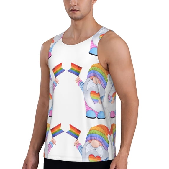 Sigee LGBT Gnomes for Men's Workout Tank Top, Athletic Gym Sleeveless Shirt - Quick Dry, Lightweight, Breathable Large
