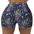 thumbnail image 1 of Sigee Lavender Flowers Print Women's High Waist Workout Shorts - Squat Proof, Tummy Control, Yoga and Gym Activewear-X-Large, 1 of 9
