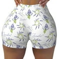 thumbnail image 1 of Sigee Lavender Flowers Print Women's High Waist Workout Shorts - Squat Proof, Tummy Control, Yoga and Gym Activewear-, 1 of 9