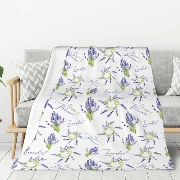 Sigee Lavender Flowers for Flannel Blanket - Ultra-Soft, Warm and Cozy, Perfect for Couch, Bed, or Travel-50"x40"