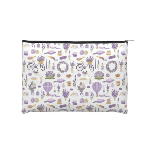 Sigee Lavender Flowers for Multipurpose Zipper Pouch Paper Reusable Cosmetic bag for Purse Water Resistant Gift