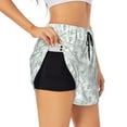 thumbnail image 1 of Sigee Leaf Print for Women's Athletic Shorts High Waisted Running Shorts Pocket Sporty Short Gym Elastic Workout ShortsSmall, 1 of 9