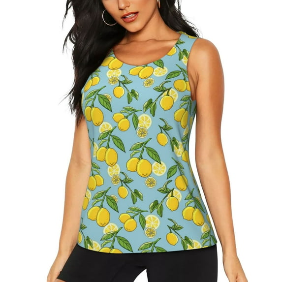 Sigee Lemon (3) for Women's Workout Tank Top,Running Tank Tops,Sleeveless Gym ClothesX-Large