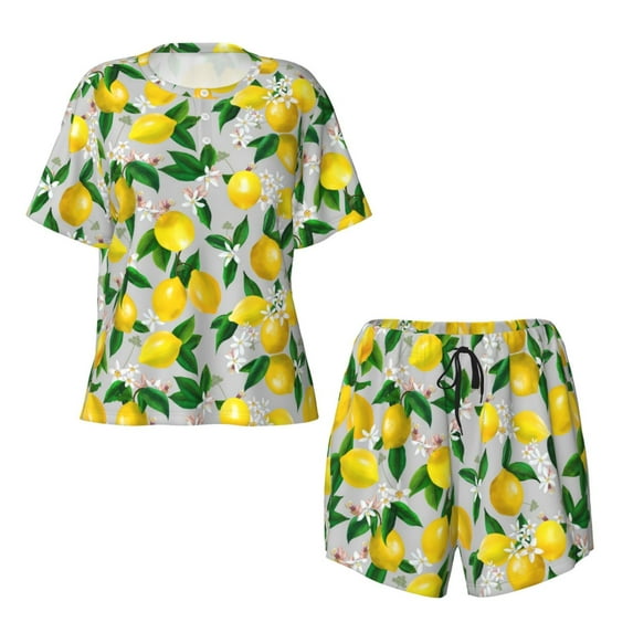 Sigee Lemon1 for Sleepwear Casual Pjs with Pockets Women's Pajamas Sets Shorts 2 Piece Short Sleeve Lounge Sets 4X-Large