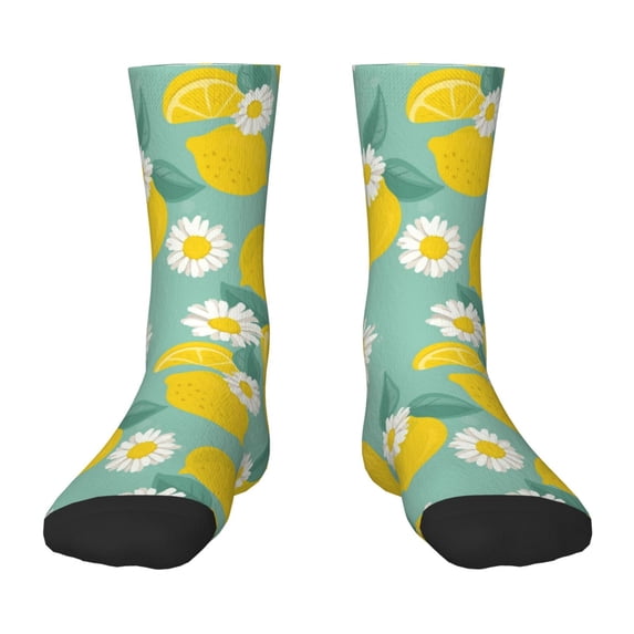 Sigee Lemons Chamomile Flowers And Leaves for Premium Children's Socks Unisex School Kids Boys Girls,Soft and Comfy Kids' Socks