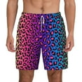 thumbnail image 1 of Sigee Leopard Neon Rainbow Gradient Print Mens Swim Trunks with Compression Liner Quick Dry Swim Stretch Beach Shorts with Pockets,S-3XL, 1 of 7