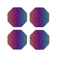 thumbnail image 1 of Sigee Leopard Neon Rainbow Gradient for Water-Resistant, Heat-Resistant, Non-Slip Leather Coasters Set, Ideal for Coffee Table, Office, Bar, Home Decor-Octagon, 1 of 6