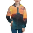 Sigee Lighthouse At Sunset Coast for Teenage Zip Up Hoodies Long Sleeve