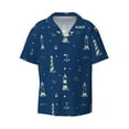 thumbnail image 1 of Sigee Lighthouses and Anchors Print Men's Shirts Casual Button Down Short Sleeve Summer Beach Shirt Hawaiian Vacation Shirts Tee Shirt-Large, 1 of 7