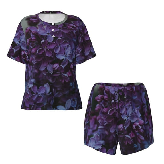 Sigee Lilac for Sleepwear Casual Pjs with Pockets Women's Pajamas Sets Shorts 2 Piece Short Sleeve Lounge Sets Medium