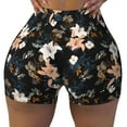 thumbnail image 1 of Sigee Lilies Flowers Print Women's High Waist Workout Shorts - Squat Proof, Tummy Control, Yoga and Gym Activewear-X-Large, 1 of 9
