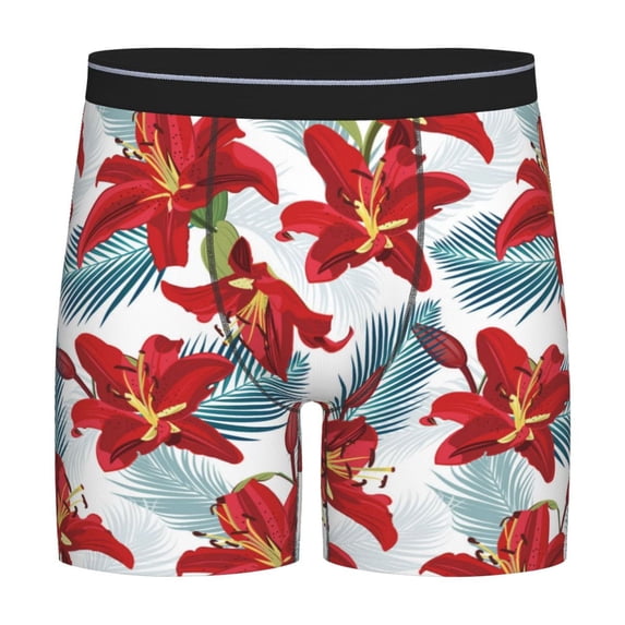 Sigee Lilies Flowers for Men's Boxer Briefs,Moisture Wicking and Breathable Large