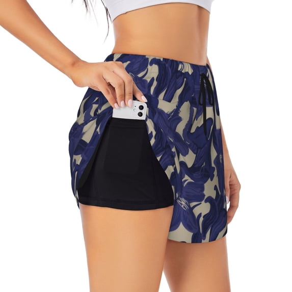 Sigee Lilies Flowers for Women's Athletic Shorts High Waisted Running Shorts Pocket Sporty Short Gym Elastic Workout ShortsMedium