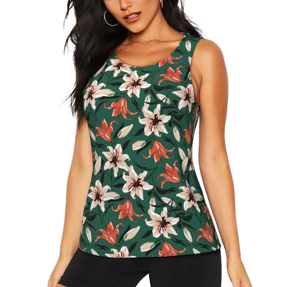 Sigee Lilies Flowers for Women's Workout Tank Top,Running Tank Tops,Sleeveless Gym ClothesLarge