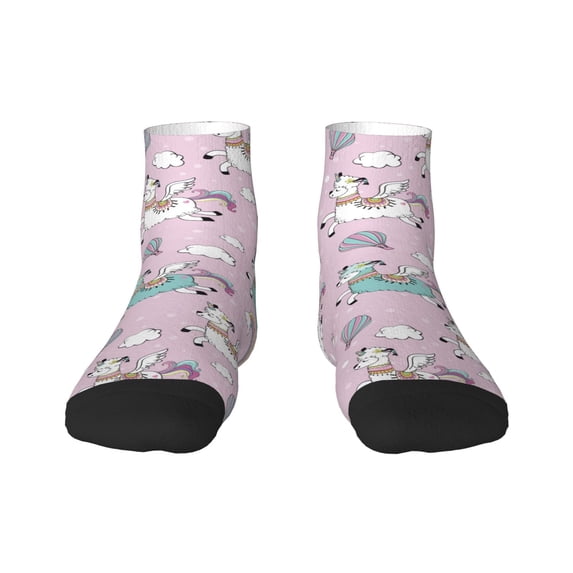 Sigee Llama Unicorn and Rainbow for Crew Soft Moisture-wicking Socks ,Cushion Moisture Wicking Boot Socks for Men and Women