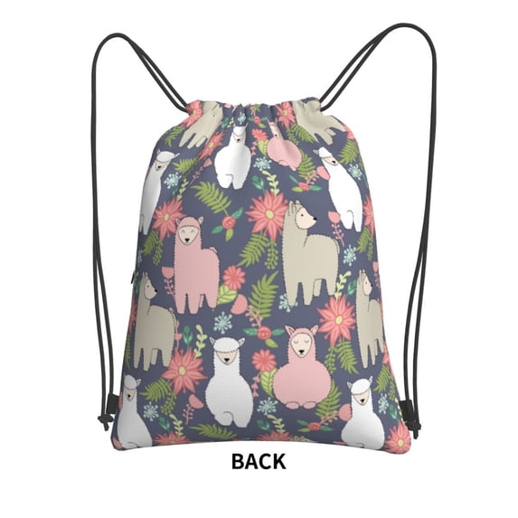 Sigee Llamas for Drawstring Zipper Backpack ,Waterproof, Durable, Lightweight Gym Bag for Sports