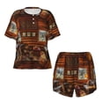 thumbnail image 1 of Sigee Log Cabin Inside for Sleepwear Casual Pjs with Pockets Women's Pajamas Sets Shorts 2 Piece Short Sleeve Lounge Sets Small, 1 of 1