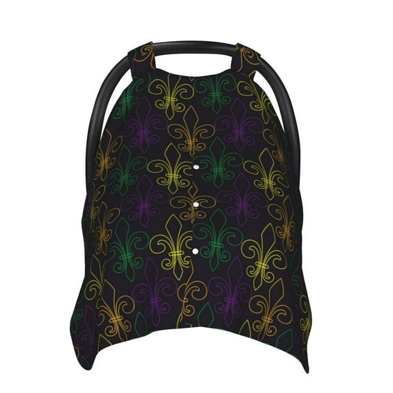 Sigee Mardi Gras Carnival Print Multi-use Stretchy Baby Car Seat Cover - Nursing Breastfeeding Canopy, Infant Stroller and High Chair Cover