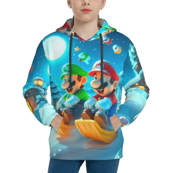 Sigee Mario Bl for Boys and Girls Youth Hoodie Kids Clothes Boys' Fashion Sweatshirts X-Large