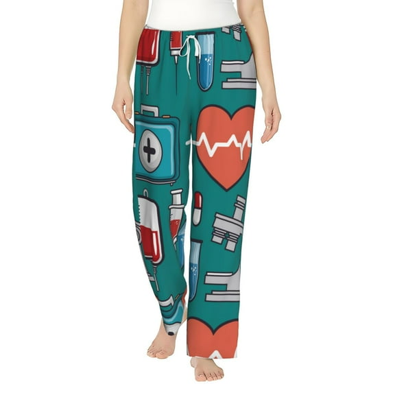 Sigee Medical Elements Print Women's Soft Pajama Pants - Breathable and Comfortable Lounge Sleep Bottoms with Elastic Waistband and Pockets-X-Large