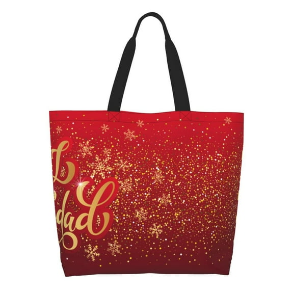 Sigee Merry Christmas for Large Capacity Shopping Bag with Inner Pocket, Women's Shoulder Bag Handbag