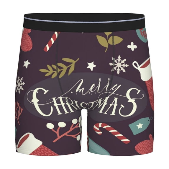 Sigee Merry Christmas for Men's Boxer Briefs,Moisture Wicking and Breathable X-Large