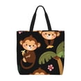 thumbnail image 1 of Sigee Monkeys Swinging from Palms Print Large Capacity Zippered Tote Bag - Durable, Stylish and Versatile for Everyday Use, 1 of 9