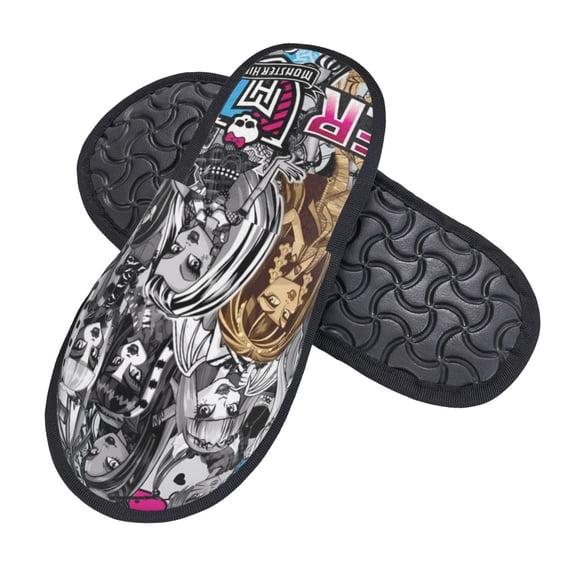 Sigee Monster High (16) for Cozy Furry Slippers Super Soft Indoor and Outdoor Use, Non-Slip Sole Slip On House Slippers Medium