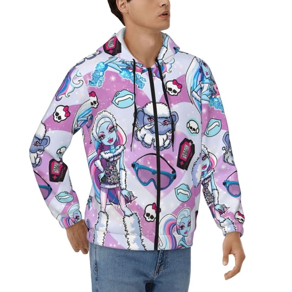 Sigee Monster High (48) for Men's Zip-Up Hoodie Moisture Wicking and Breathable, Full Zip Hooded Sweatshirt,Small