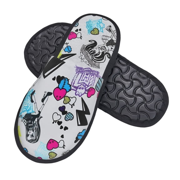 Sigee Monster High (55) for Cozy Furry Slippers Super Soft Indoor and Outdoor Use, Non-Slip Sole Slip On House Slippers Medium