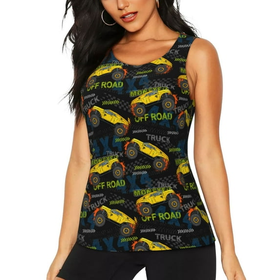 Sigee Monster Truck1 for Women's Workout Tank Top,Running Tank Tops,Sleeveless Gym ClothesSmall
