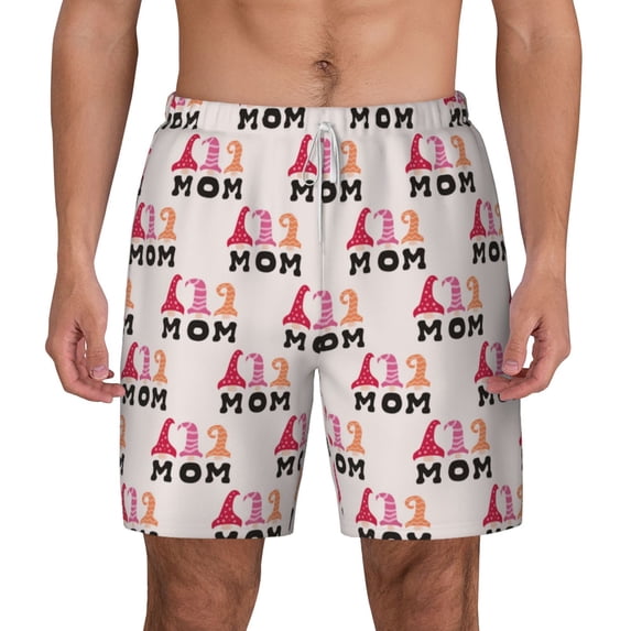 Sigee Mothers Day Print Mens Swim Trunks with Compression Liner Quick Dry Swim Stretch Beach Shorts with Pockets,S-3XL