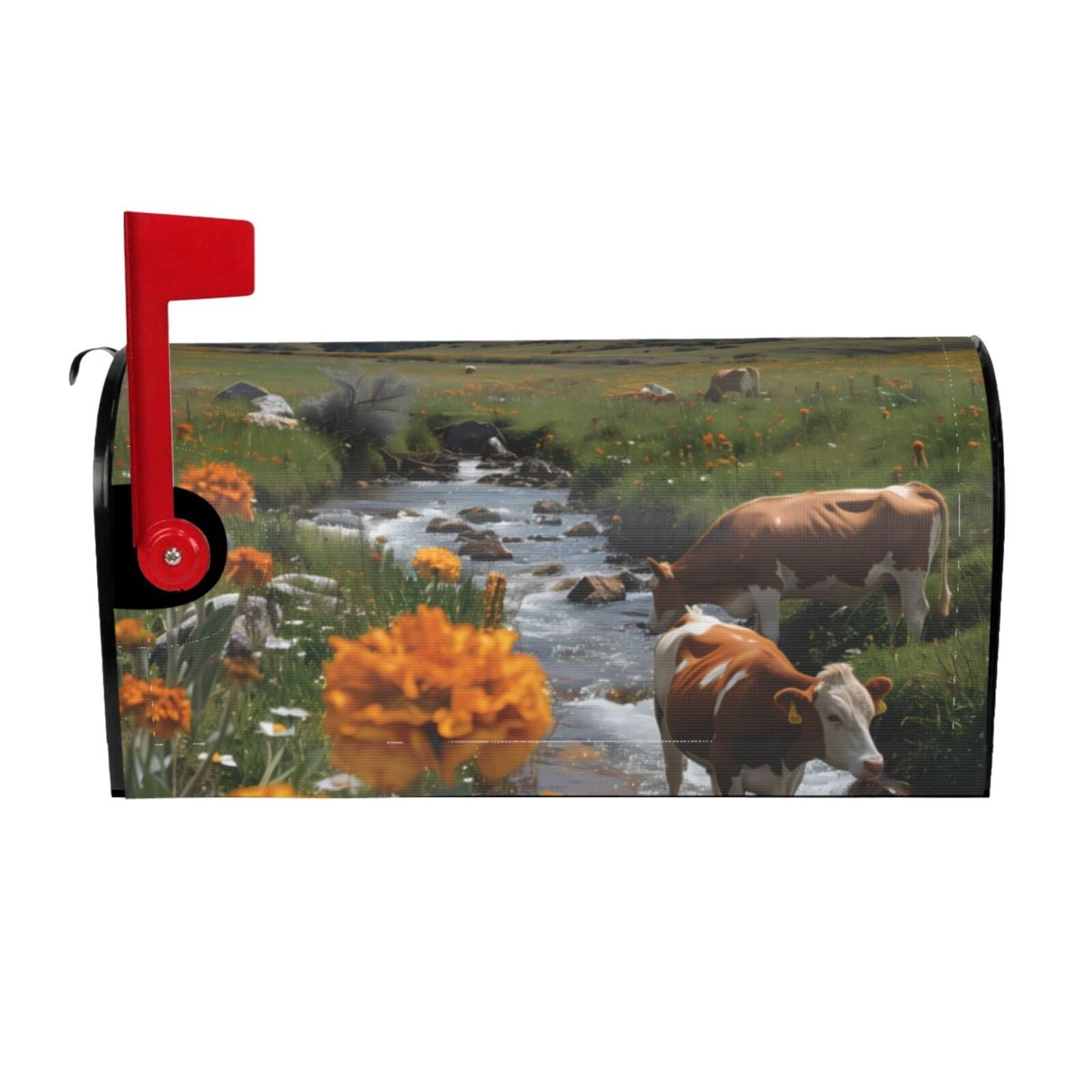 Sigee Mountain Cows Flower Stream for Mailbox Cover Magnetic Waterproof ...