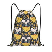 Sigee Mouse Cheese for Drawstring Bag String Backpack for Sports, Gym, Swimming, Beach, Travel-Medium