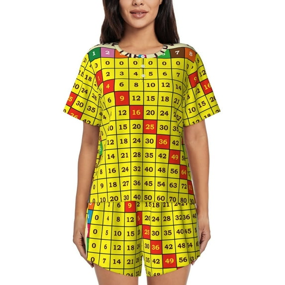 Sigee Multiplication Table2 for Sleepwear Casual Pjs with Pockets Women's Pajamas Sets Shorts 2 Piece Short Sleeve Lounge Sets-4X-Large