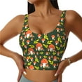 thumbnail image 1 of Sigee Mushroom Leaf for Womens' Sports Vest with Performance Stretch and Quick Dry Fabric, High Elasticity Running Bra Workout Crop Tank Tops-Large, 1 of 8