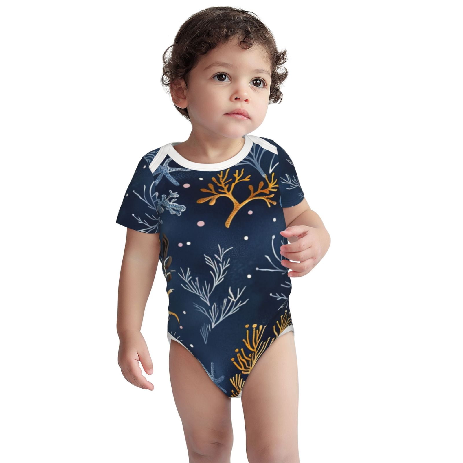 Sigee Mystical Underwater Coral Scene for Baby Unisex Baby Cotton Short-Sleeve Bodysuits Soft Cotton, Breathable-3 Months