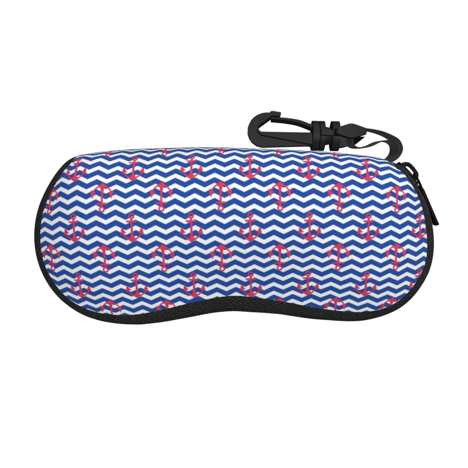 Sigee Nautical Anchors for Soft Eyeglass Cases for Women and Men Zipper