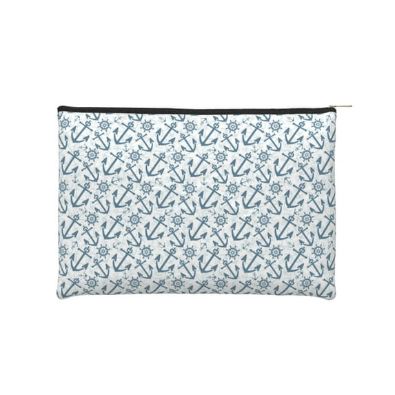 Sigee Nautical Theme Anchors for Multipurpose Zipper Pouch Paper Reusable Cosmetic bag for Purse Water Resistant Gift