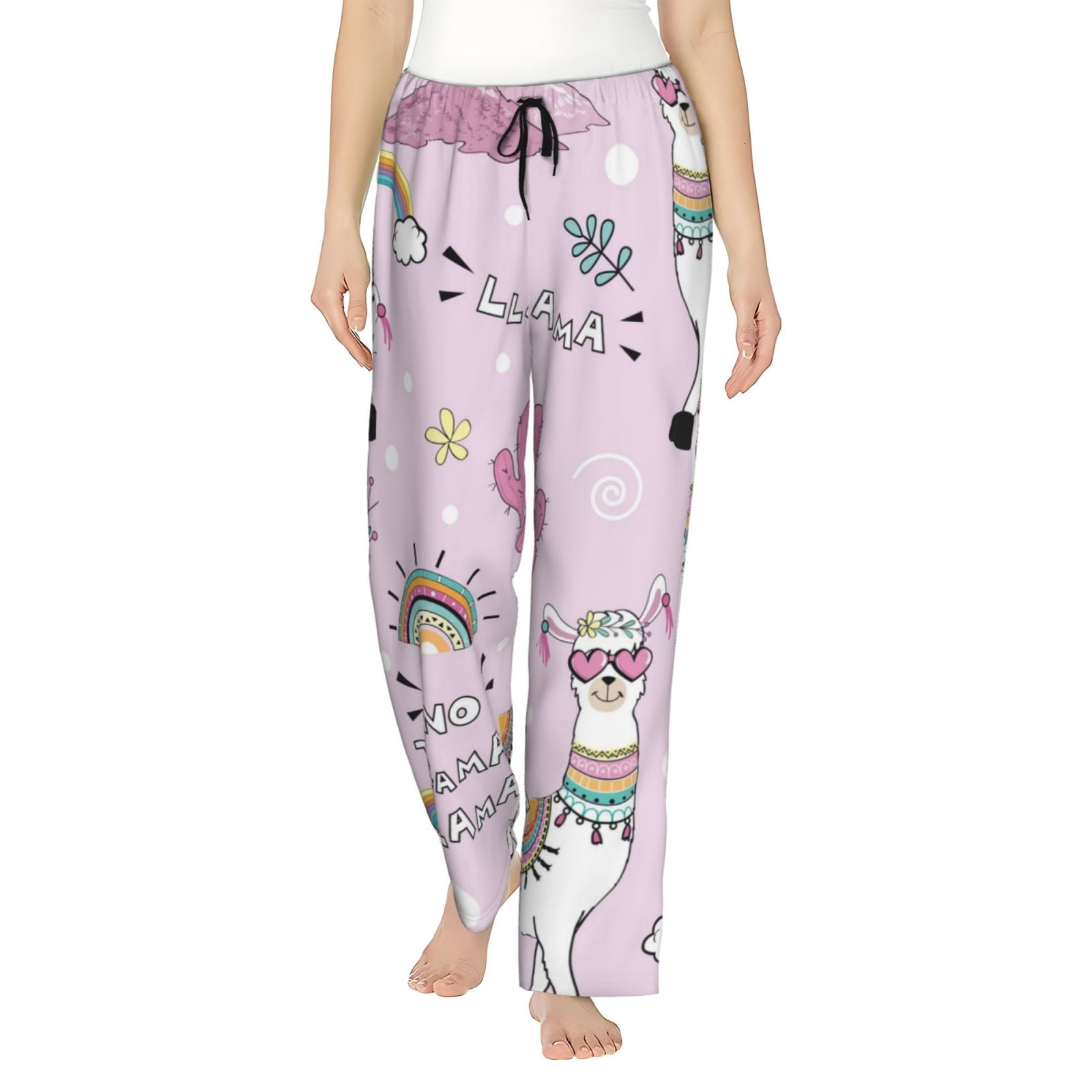 Sigee No Drama Llama Print Women s Soft Pajama Pants Breathable and Comfortable Lounge Sleep Bottoms with Elastic Waistband and Pockets Large